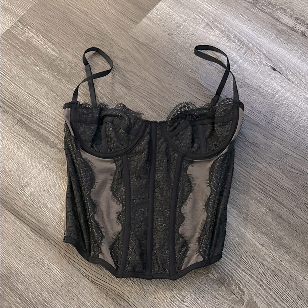 Urban Outfitters Black Lace Bustier Top